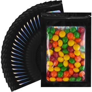 100 Pack Resealable Bags Clear Holographic Bags Smell Proof Packaging Baggies,Mylar Bags for Food Storage,Bags for Small Business,Snack, Cookie, Jewelry Sample, Candy, Gift (Black, 3.15.1 Inch)