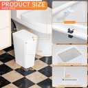 Yieach 12L White Slim Bathroom Trash Can with Lid,3.17 Gallon Pet/Dog Proof Kitchen Trash Can,Rectangle Thin Garbage Can,Covered Waste Basket,Narrow Small Plastic Trashcan for Room,Bedroom,Office,1PCS