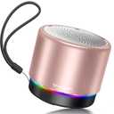 Portable Bluetooth Speaker, Mini Speakers with RGB Ligths, 12 Hours Playtime, Buit in Microphone, Metal Cover, Small Blue Tooth Speaker with Lound Stereo Sound for Bike/Bedroom/Office(Pink)