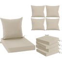 Outdoor Chair Cushions Set of 4, Waterproof Backrest and Deep Seat Cushion Set for Patio Furniture, Outdoor Sofa Replacement Cushions with Removable Cover, 24 x 24 Inch, Cream