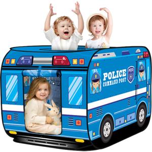 Pop Up Play Tent for Kids Aged 3-5 Years Old Boys and Girls : Police Car Playhouse Toy Play Tents for Toddlers 3-5 Kids Tent Indoor Outdoor Playhouse Toys for 3 + Year Old, Police Car (Blue)