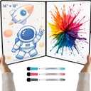 iNenya Double-Sided White Board 1612inch - Expands to 2416 Dry Erase Board with 3 Markers & Anti-Ghosting Surface | Magnetic-Ready | Ultra-Thin for Office,School,Travel,Home(16"12"-Black)