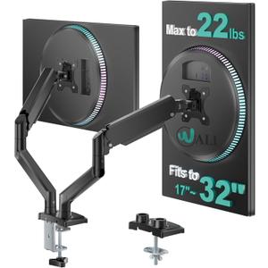 WALI Dual Monitor Stand for 17-32 inch Computer Screens, Dual Monitor Arms for 2 Monitors Holds up to 22 lbs, Height Adjustable Gas Spring Dual Monitors Mount, VESA 75x75/100x100mm (GSMP002N), Black