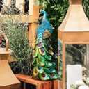 Solar Peacock Statues Garden Outdoor Decor Porch Patio Lawn Yard Art Decorations Peacock Sculpture with LED Lights Birthday Housewarming Christmas Gardening Gifts for Mom Women