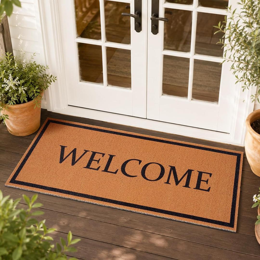 Welcome Long Doormat for Double Door Entrance, 24 x 60 Inch