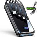 Portable Charger,50000mAh Power Bank Built-in Cable, 22.5W PD USB C In & Out Fast Charging, External Battery Pack with 6 Output & 2 Input, Travel Phone Charger for iPhone 17/16/15/14/13/12(Black)