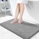 Yimobra Long Bathroom Rugs Non Slip Washable 44x24 Inch - Ultra Soft Absorbent Chenille Bath Mat, Quick Dry Shaggy Floor Carpet for Tub Shower, Gray Home Decor Accessories (Grey)