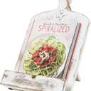 MyGift Recipe Book Holder, Whitewashed Wood Cutting Board Style Cookbook Holder, Wooden Book Stands for Display