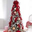 Seematn Christmas Tree Topper Bow 27" x 10" Large Velvet Christmas Red Wreath Bow with 15 Streamers Xmas Tree Ornaments with Long Streamers for Treetop Front Door Patio Indoor Hanging Decoration Gift