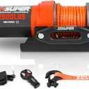 ZESUPER 2500 lb 12V DC Electric Winch 30 ft Synthetic Rope Off Road Waterproof UTV ATV Boat Winch Kits with Wireless Remote,Handheld Switch