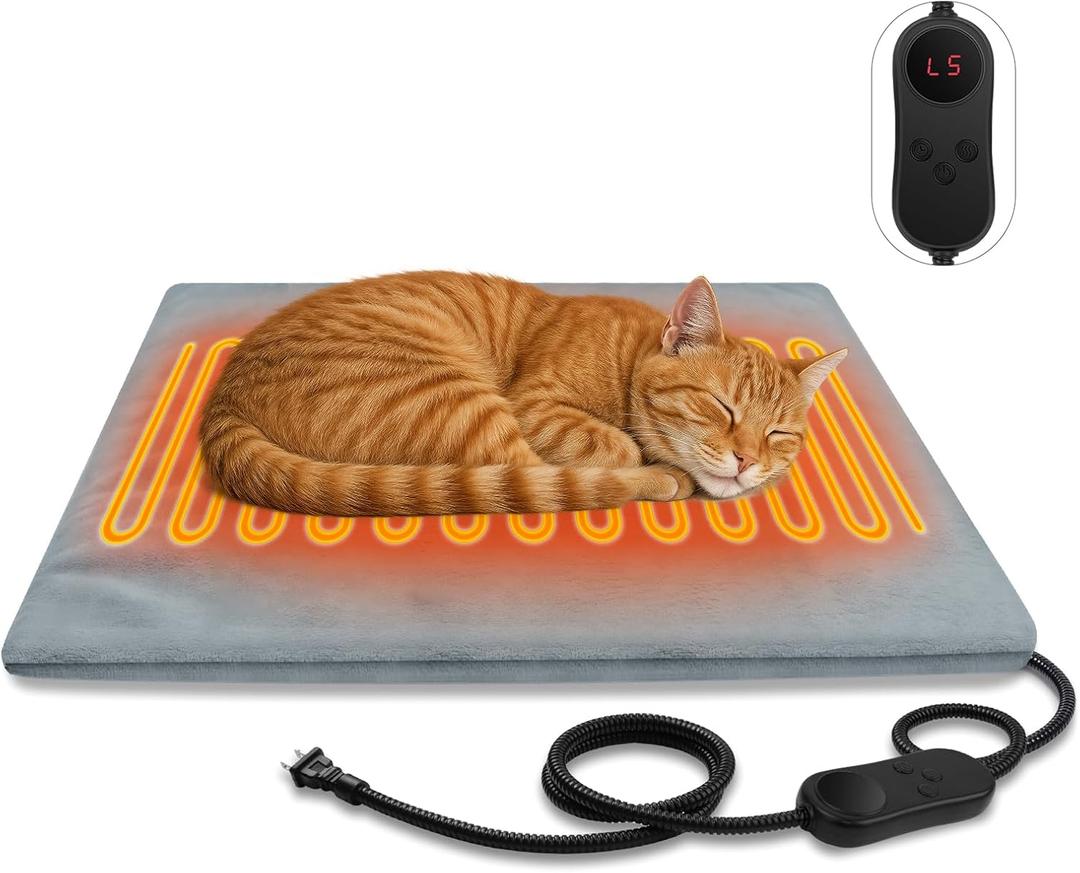 Pet Heating Pads for Cats & Dogs Outdoor Indoor, 17.7 * 17.7inches Puppy Cat Heating Pad Bed Mat Outdoor Waterprooof, Heated Dog Blanket Bed Outside, Gifts for Cats Puppy in Winter