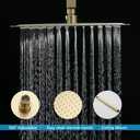 16 Inch Ceiling Mount Brushed Gold Shower System Bathroom Luxury Rain Mixer Shower Combo Set Ceiling Rainfall Shower Head System (Contain Shower Faucet Rough-in Valve Body and Trim Kit)