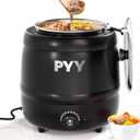 PYY 10.5QT Soup Warmer - Commercial Soup Kettle with Hinged Lid,Countertop Detachable Stainless Steel Insert Soup Pot for Parties Restaurant and Big Family, Black