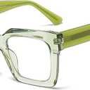 bullabulling Retro Reading Glasses Thick Square Big Frame Blue Light Blocking Lens Anti Glare
