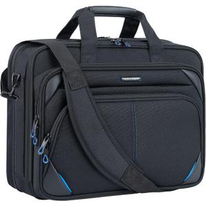 KROSER Laptop Bag 15.6 Inch Briefcase Messenger Bag Water Repellent Computer Case Shoulder Bag Durable Tablet Sleeve with RFID Pockets for Business/College/Women/Men - Black/Blue
