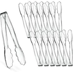 [Clear Tongs 7.5'' Inches] Plasticpro 7.5'' Serving Tongs Heavy Duty Reusable Kitchen and BBQ Clear Serving Tong for party's, Caterings, Events, Buffet, Weddings, And every Day use Pack of 12