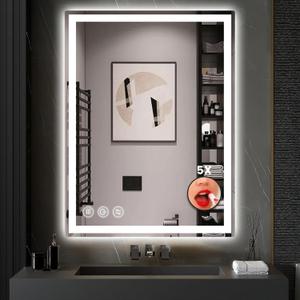 24"x 36" LED Bathroom Mirror with Stepless Dimmable Wall Mirrors with Anti-Fog, Dimmable CRI>90, Vanity Mirror with 3 Color Modes, Shatter-Proof, Memory Bathroom Mirror with LED Lights