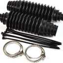 Universal Silicone Steering Rack & Pinion Tie Rod Boots Kit - Complete Set with 2 Gaiter Boots, 4 Locking C-Clamps & 6 Cable Ties - Durable, Customizable Fit for Most Vehicles