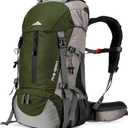 Loowoko 50L Hiking Backpack, Waterproof Camping Essentials Bag with Rain Cover, 45+5 Liter Lightweight Backpacking Back Pack (Green)