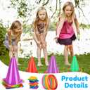 Hungdao 3 Sets Carnival Games Combo Set, Dart Board with Balls Plastic Cones Ring Bean Bags Toss Game for Boys Girls Adults Family Birthday Yard Indoor Outdoor