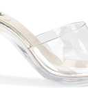 NBUUNBU Silver Clear Heels For Women Dress Shoes Transparent Strap Sexy Stilletos Heels Open Toe High Silver Heeled Sandals Pump Mules, Size 8