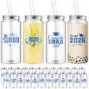 Yiyiring 48 Pcs Graduation Gifts 13.5 oz Class of 2026 Plastic Cups with Lid and Straws Bulk Senior Mason Jars Bottles Reusable Tumblers for College Congrats Graduate Party Supplies (Blue Black)