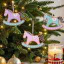 OEUVI Wooden Christmas Tree Ornaments Set of 3 Winter Farmhouse Xmas Wreath Decor Hanging Tree Crafts Holiday Christmas Decorations for Tree Home Office