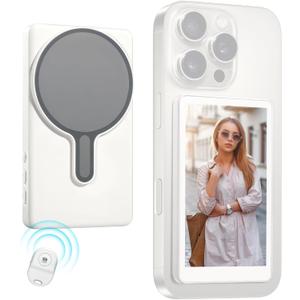 Magnetic Phone Vlog Selfie Monitor Screen  Back Camera Selfie Monitor  1080P Display can Wirelessly Connect to Mobile Phones  Rear Camera Selfie Screen with Remote Controller(White)