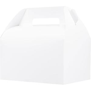 3 x UnicoPak 5 Pack 10x7x7.5 Extra Large Gable Boxes, White Gift Boxes with Handle Lunch Boxes To Go for Birthday Wedding Party Favors Picnic Welcome