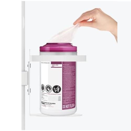 Mount Plus White Universal Medical Wipe Holder Installed on Mobile Cart Pole | Heavy Duty Wall Mount Good for Kitchen Bathroom Household Office Classroom Gym Hospital Clinic