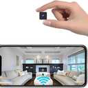 Mini Wireless Camera Home Security Cam Indoor HD Camera Small Smart WiFi House Portable Cameras Tiny House Nanny Body Cam Battery Life Powered Body Cameras 150 Wide Angle Night Vision Motion Detection (Black)