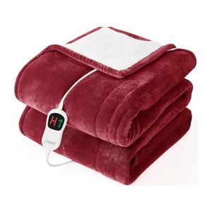Electric Heated Blanket Twin - 62"x84" Heating Bed Blankets Throw with 10 Heating Levels 8 Hours Auto Off Fast Heating Over-Heated Protection Ultra Soft Warm Flannel ETL Certified Red