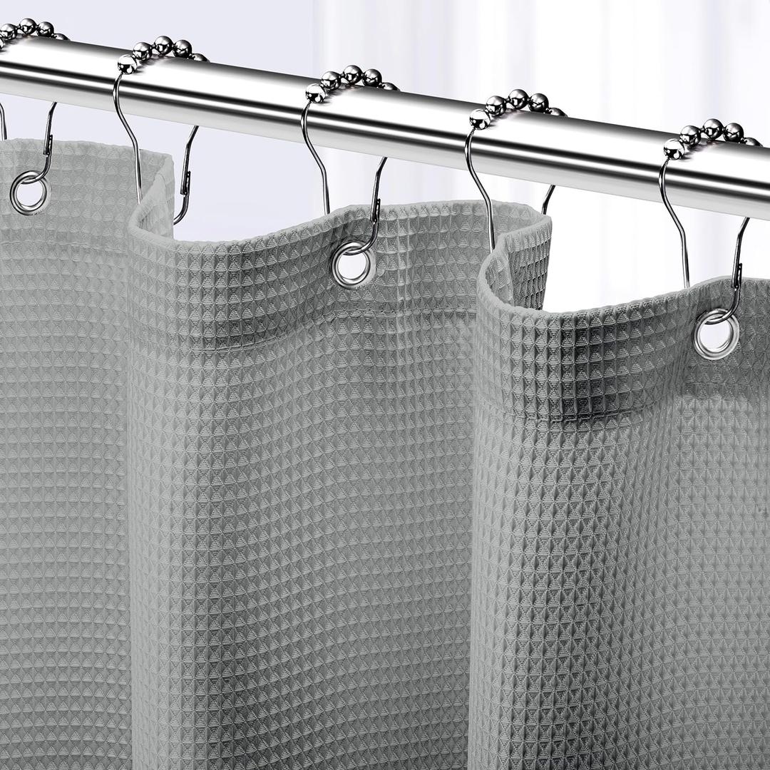 NEATERIZE Shower Curtain Grey - Hotel Style Grey Shower Curtains for Bathroom with Waffle Design, 72x72 Inches - Fabric Shower Curtain - Cortinas de Bao Elegantes (72"W x 72"L (Pack of 1), Grey)