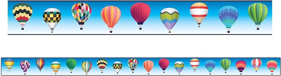 Charles Leonard Borders/Trims, Magnetic, Rectangle Cut, 1.5" x 24", Hot Air Balloon Theme, 12/Bag