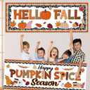 Harloon 2 Pcs Thanksgiving Classroom Decor 13.8 x 38.6 Inch Thanksgiving Bulletin Board Decoration Fall Pumpkin Spice Banner Decor for Autumn Harvest School Wall Indoor Outdoor Bulletin Board Supplies