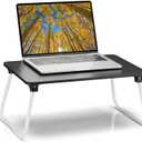 Ruxury Foldable Lap Desk Laptop Stand Bed Desk Table Tray, Breakfast Serving Tray, Portable & Lightweight Mini Table, Lap Tablet Desk for Sofa Couch Floor - Black (Medium)