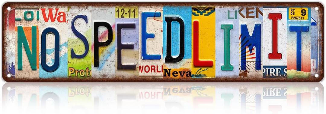Vintage No Speed Limit Wall Decor Street Signs Home Bar Coffee Metal Tin Signs 16 x 4 Inches