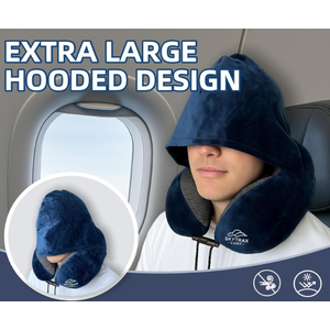 Travel Pillows - 100% Pure Memory Foam Neck Pillow for Airplanes, Comfortable Breathable Cover, 360° Support Stowable Pillows for Sleeping, Car, Airport Travel Essentials, Navy Blue