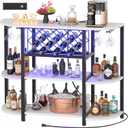 Unikito Wine Bar Cabinet with LED Lights and AC Outlets with USB-C Ports, 4-Tier