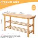 Sintuff 34.6 Inch 3-Tier Storage Bench Bamboo Entryway Storage Bench with Shelf Shoe Rack Organizer Seat Natural Wood Tone for Home Bedroom Living Room Dining Room Balcony, 34.65 x 17.52 x 10.43 inches