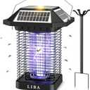 LiBa Solar Bug Zapper Outdoor, 2 in 1 Mosquito Zapper Cordless & Rechargeable, Solar Insect Killer Lamp, 3500V Mosquito Catcher Decor Light for Patio Garden Backyard