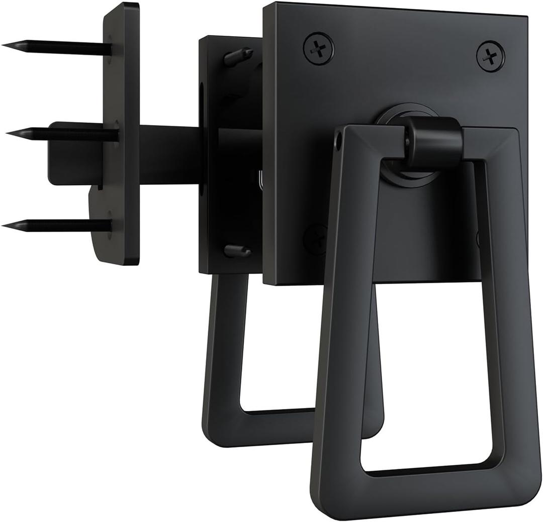 Sdstone Double Side Gate Latch, Heavy Duty Gate Latches,Black Gate Latch for Outdoor Fence, Wooden Gates, Pool Gate, Backyard, Garden