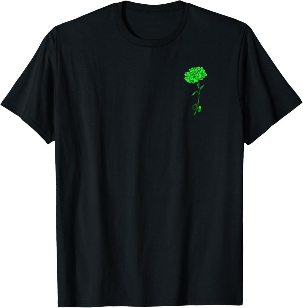 Green Carnation Flower LGBT Queer Symbol Transgender Support T-Shirt (Small, Black)