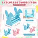 Yookeer 2 Pcs Wood Bunny Easter Baskets with Handle, Cute Easter Rabbit Candy Eggs Basket Empty Hunt Container Storage for Gifts, Pink and Blue