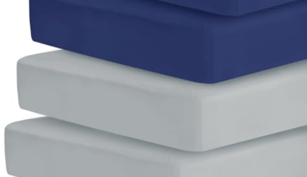 Stretchy Crib Sheets for Boys or Girls, 3Pack Baby Fitted Crib Sheets Neutral for Standard Crib and Toddler Mattress 52" x 28", Soft and Breathable, Grey & Navy Blue