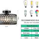Rpzloila Crystal Ceiling Light Fixture, Modern Flush Mount Ceiling Light, Black Crystal Chandelier for Kitchen Bedroom Bathroom Entryway Hallway