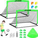 Kids Soccer Goals for Backyard Set, Portable Toddler Soccer Goal 2 of 4x3 ft,  Soccer Training Equipment, Pop Up Soccer Net Kit with Size 4 Soccer Ball, Youth Games, Outdoor Sports Play