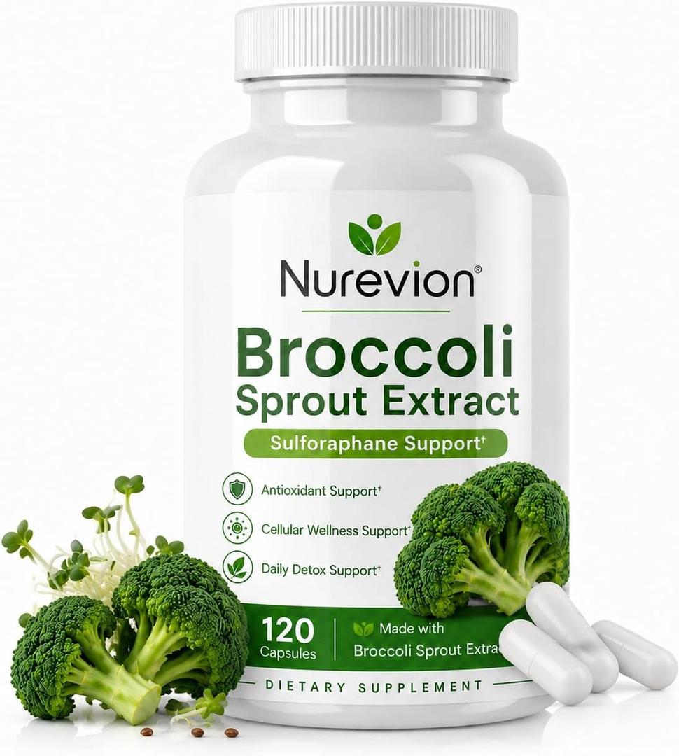 Broccoli Sprout Extract Sulforaphane, Gentle Formula with Vitamin C & Brussels Sprouts Extract, for Daily Wellness & Nutritional Balance, Non-GMO, Gluten Free, 120 Vegan Capsules