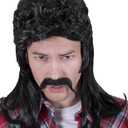 2 x Kangaroo Mullet Wig - The Perfect 80s Rocker Costume Accessory for Men - Halloween, Punk, and Disco (Black)