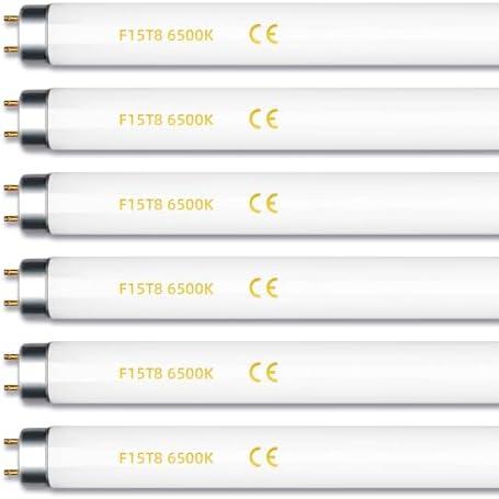 coospider-repta 6 Pack F15T8 18 Inch 15W T8 Fluorescent Replacement Tube Bulb Daylight 6500K Medium Bi-Pin G13 Base 6 Count